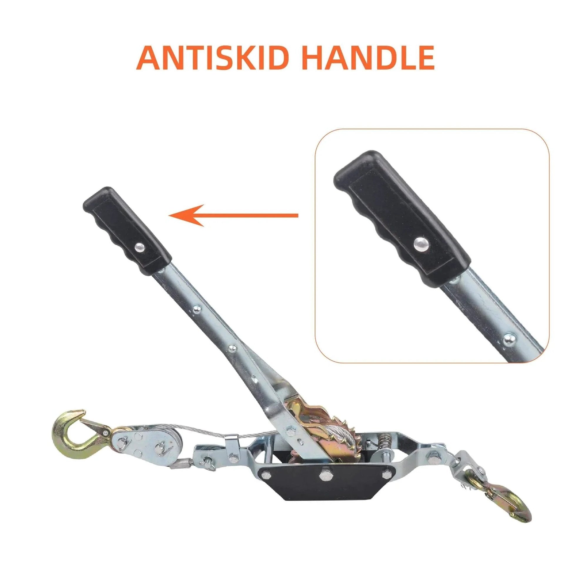 2 Ton Dual Gear Come Along Winch With Steel Cable 5mm 78 Inch Length 2 Hook Hand Puller with antiskid handle
