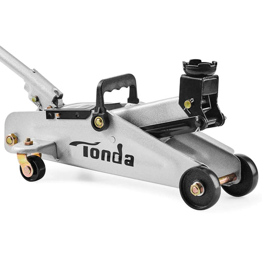 Heavy Duty 2 Ton Floor Jack With Safe Hydraulic Lift For Cars Portable Car Jack 4.9 To 11.8 Inch Lift 3800 Lb Capacity With Built In Safety Bypass Valve And Easy Maneuverability On Two Large Steel Casters TONDA