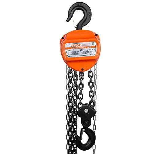2 Ton Hand Chain Hoist 4400 Lbs Capacity 10 Ft Lift with G80 Galvanized Chain and Double Pawl Brake, front view