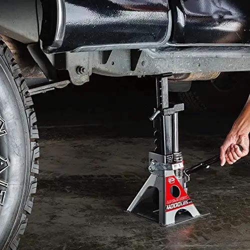 2 Ton UniJack Combination Hydraulic Bottle Jack And Jackstand In One Unit lifts SUV for DIY repairs by Powerbuilt