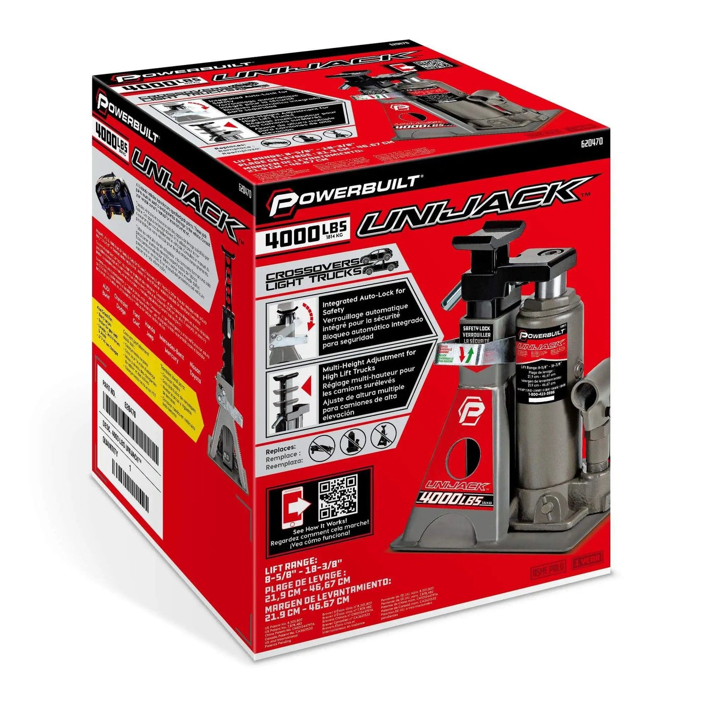 Box of 2 Ton UniJack Combination Hydraulic Bottle Jack And Jackstand In One Unit Compact Portable Wide Base by Powerbuilt