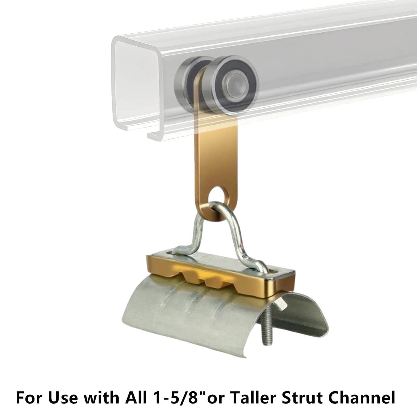 2 Wheel Cable Trolley Assembly Rollers with Dual Bearings for 1-5/8 Inch & Taller Strut Channel, Silent Galvanized Steel Unistrut