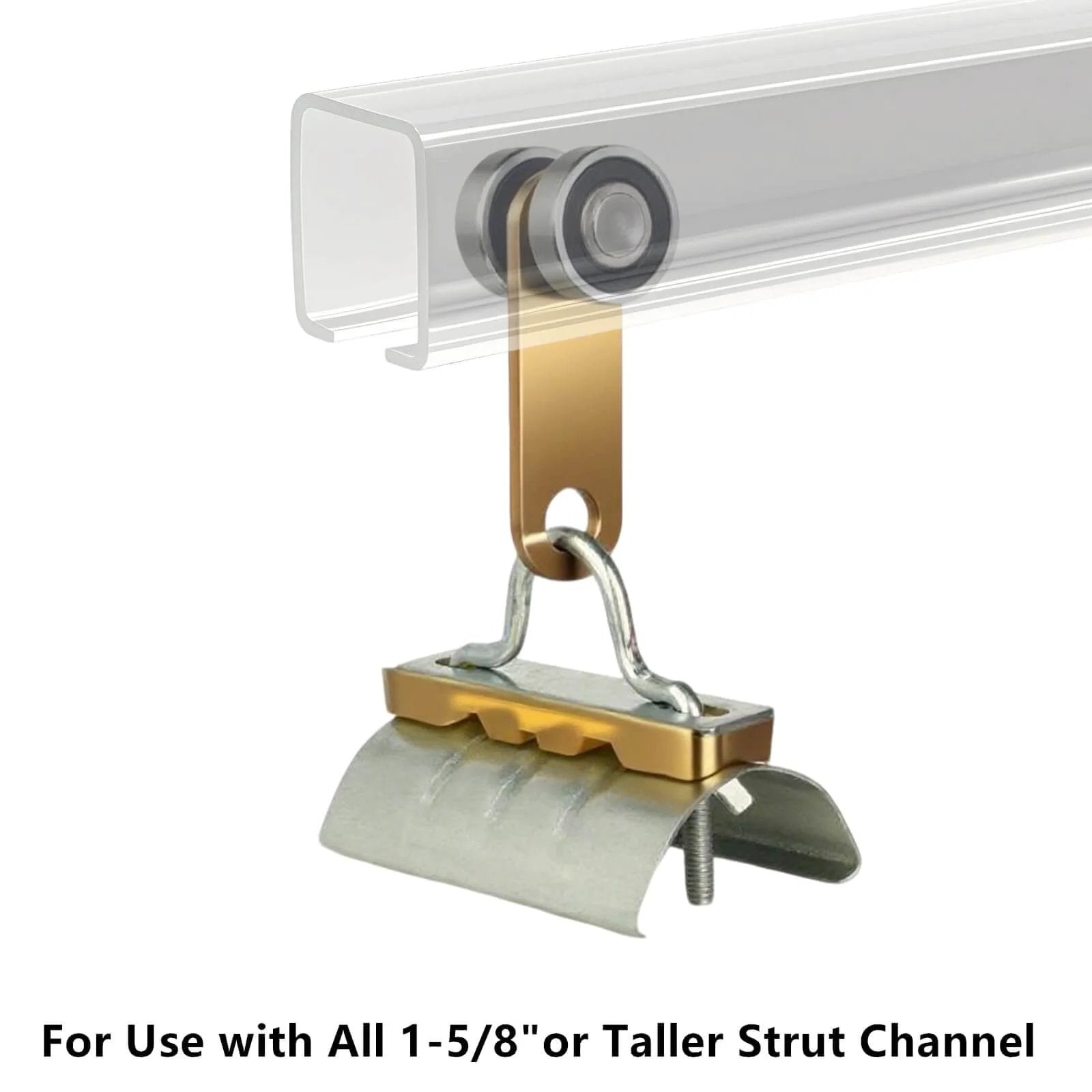 2 Wheel Cable Trolley Assembly Rollers with Dual Bearings for 1-5/8 Inch & Taller Strut Channel, Silent Galvanized Steel Unistrut