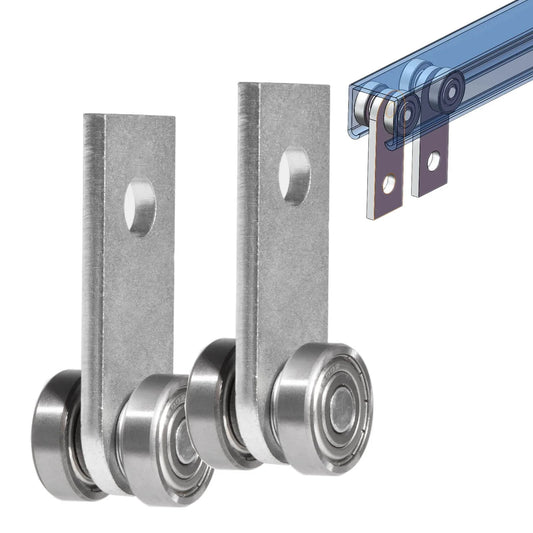 2 Wheel Trolley Assembly Rollers with Dual Bearings for 1-5/8 Inch & Taller Strut Channel, Heavy Duty Galvanized Carbon Steel Trolley, 2 PCS