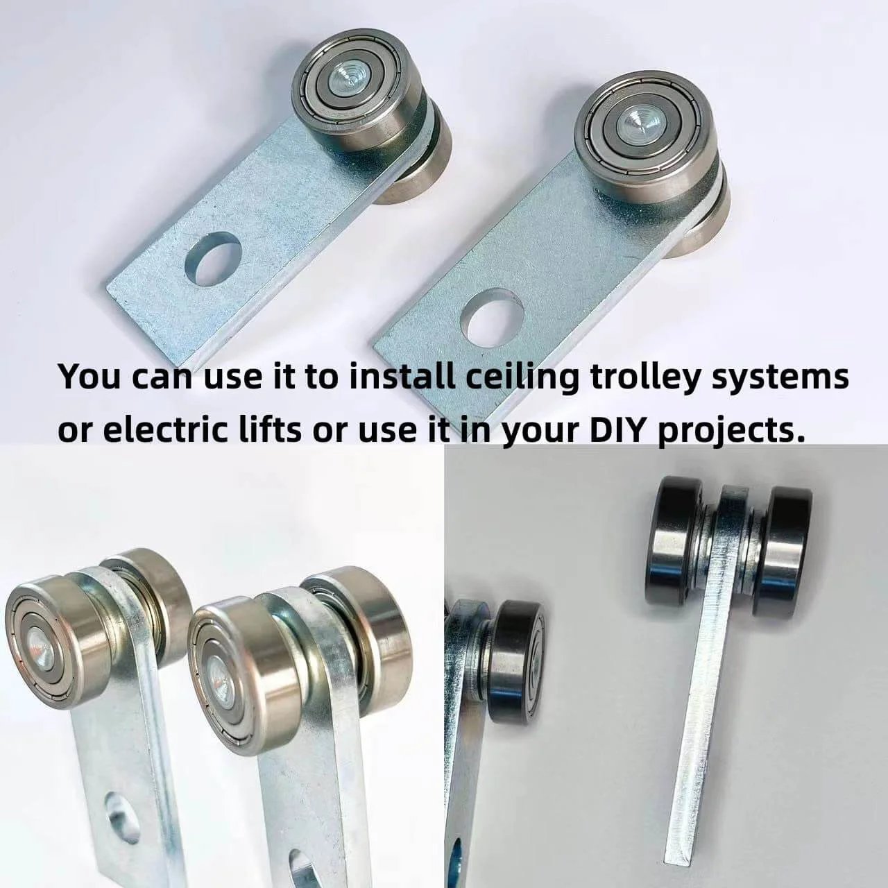 2 Sets 2 Wheel Trolley Assembly Rollers with Dual Bearings Welded Steel Construction Designed for 1-5/8 Inch Wide Strut Channels