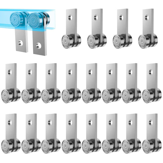Silver Carbon Steel 2 Wheel Trolley Assembly Rollers for 1-5/8 Inch Strut Channel, Pack of 20