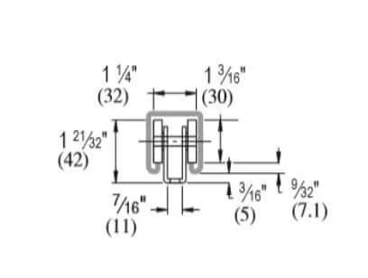 Diagram of 2 Wheel Light Duty Trolley Assembly for P1000 and P5000 with dimensions, electro galvanized zinc finish, premium bearings
