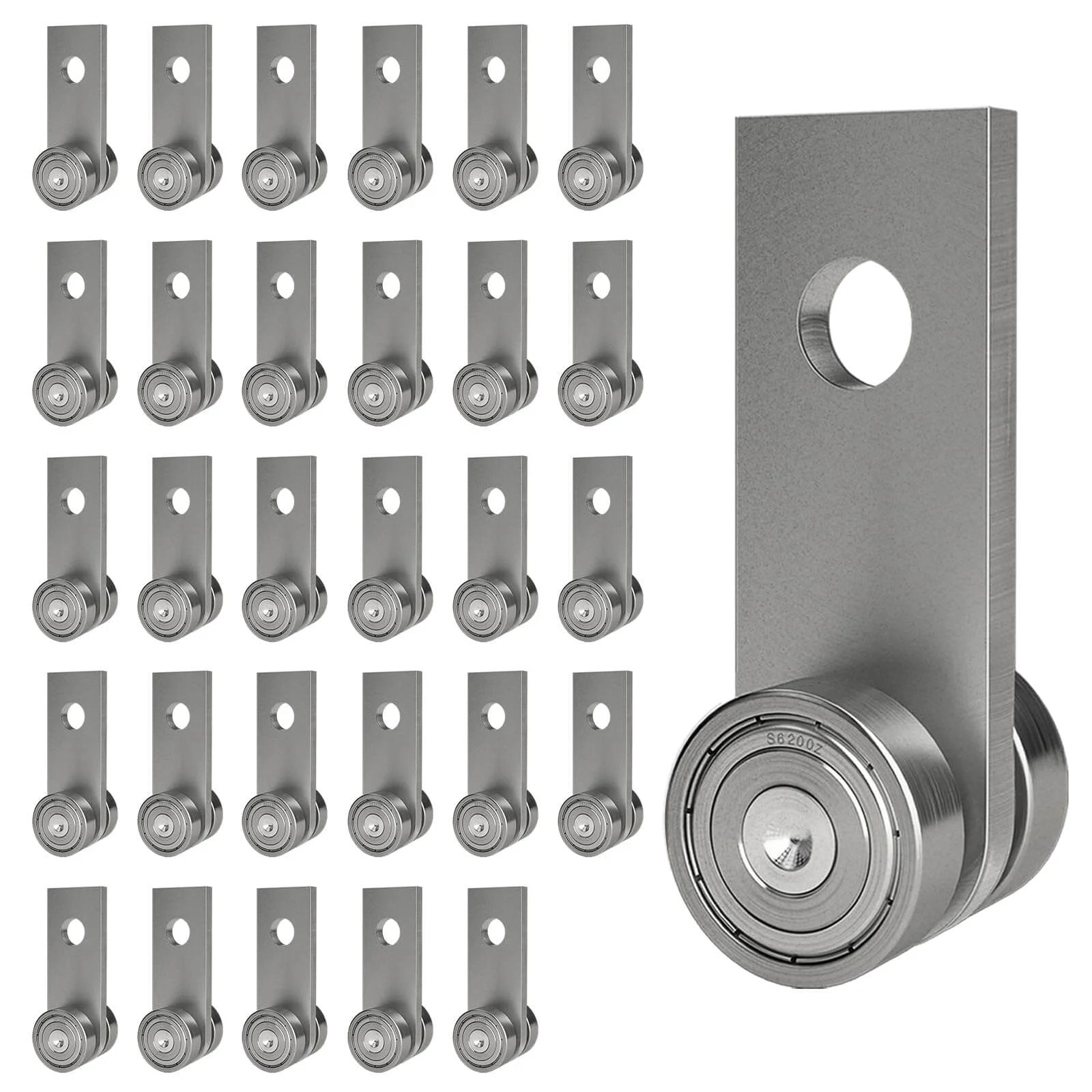 2 Wheel Trolley Assembly Rollers with Dual Bearings for 1-5/8 Inch & Taller Strut Channel, hot rolled steel, pack of 30