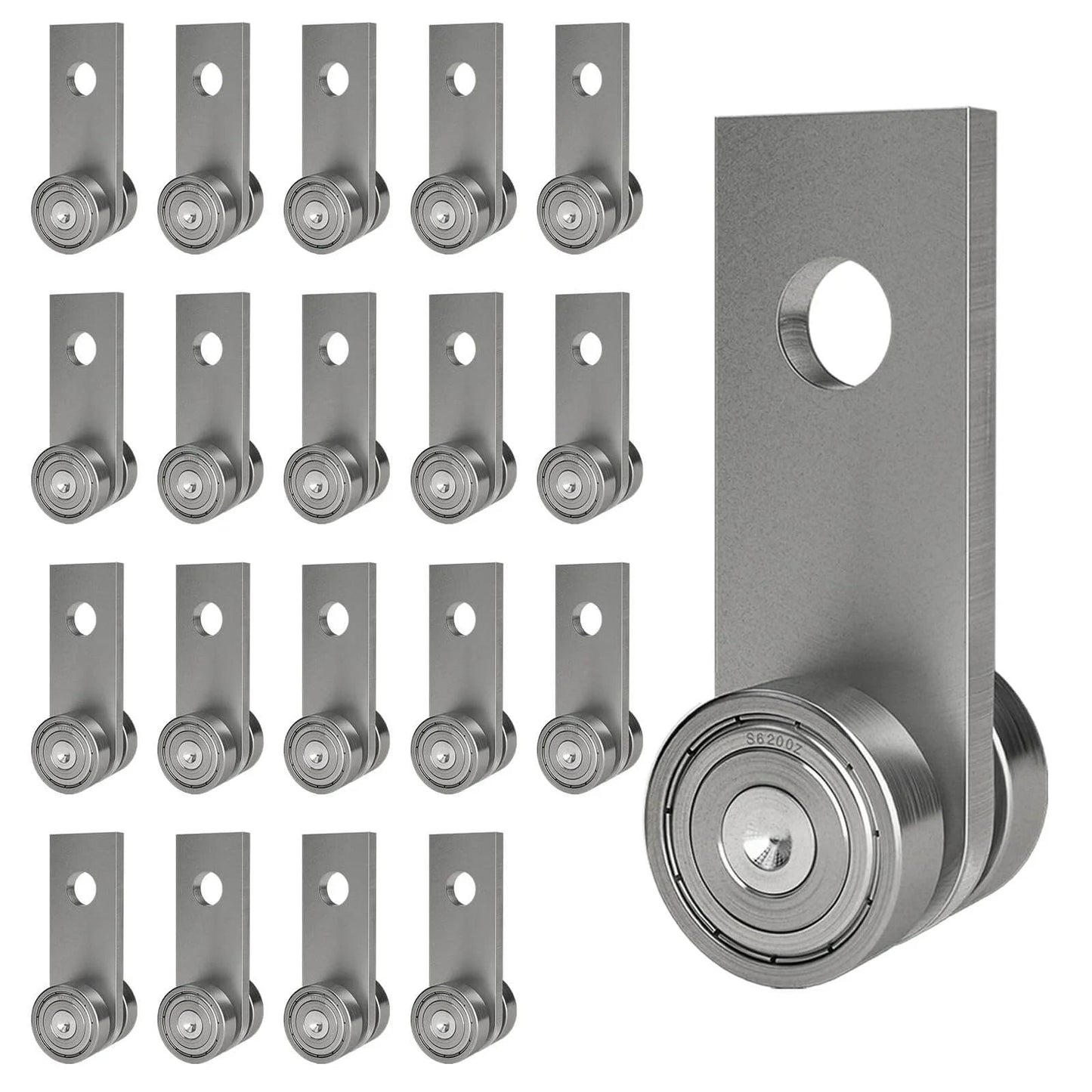 2 Wheel Trolley Assembly Rollers with Dual Bearings for 1-5/8 Inch & Taller Strut Channel, Hot Rolled Carbon Steel, Pack of 20