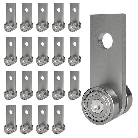 2 Wheel Trolley Assembly Rollers with Dual Bearings for 1-5/8 Inch & Taller Strut Channel, Hot Rolled Carbon Steel, Pack of 20