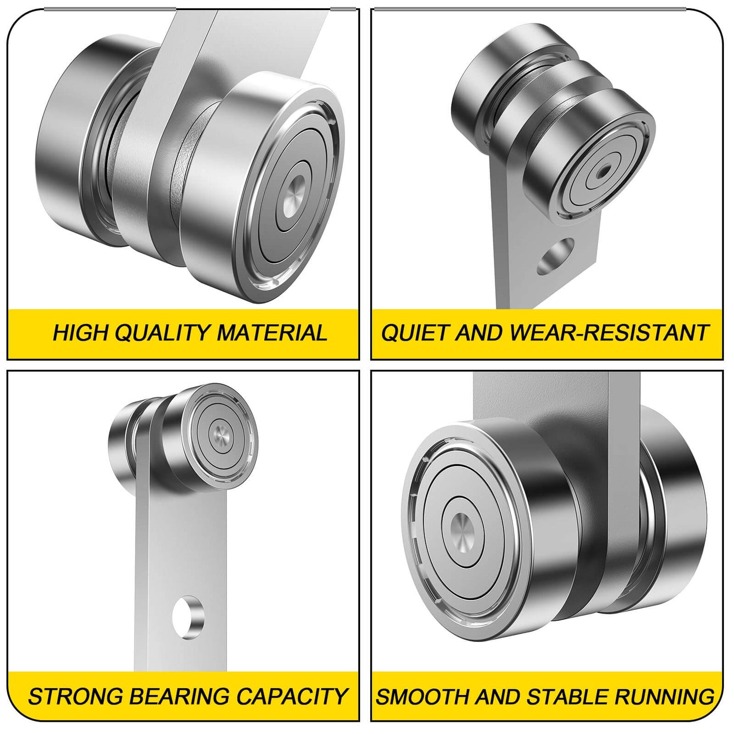 Close-up of 2 Wheel Trolley Assembly Rollers with Dual Bearings Hot Rolled Steel Construction Galvanized designed for 1-5/8 Inch strut channels.