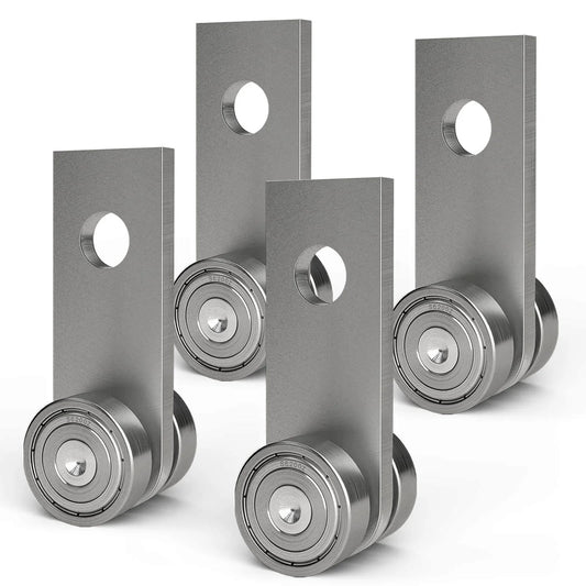 4 Pack of 2 Wheel Trolley Assembly Rollers with Dual Bearings for 1-5/8 Inch & Taller Strut Channel, Hot Rolled Carbon Steel Trolley