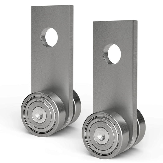2 Wheel Trolley Assembly Rollers with Dual Bearings for 1-5/8 Inch & Taller Strut Channel, hot rolled carbon steel pair