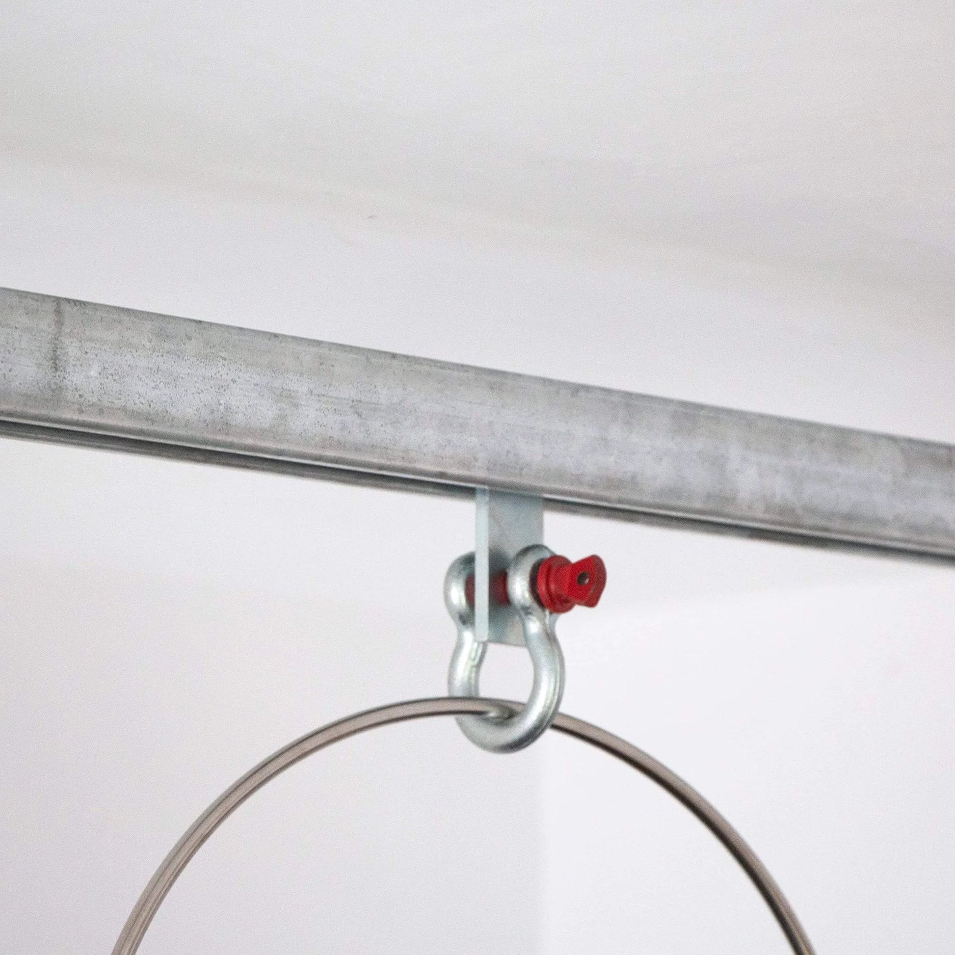 2 Wheel Trolley Assembly Rollers with Dual Bearings installed on strut channel, heavy duty galvanized carbon steel for ceiling rail