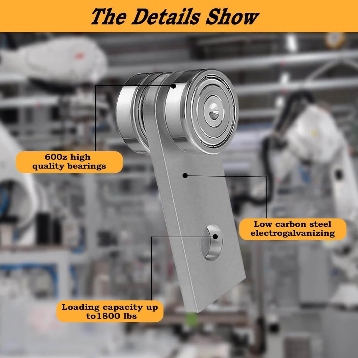 Close-up of 2 Wheel Unistrut Trolley Roller Assembly showcasing metal bearing rollers for 1-5/8 inch strut channels.