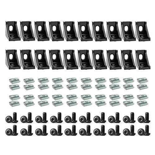 20-Sets Black 2020 Series Aluminum Profile Connector Set - Rail Accessories