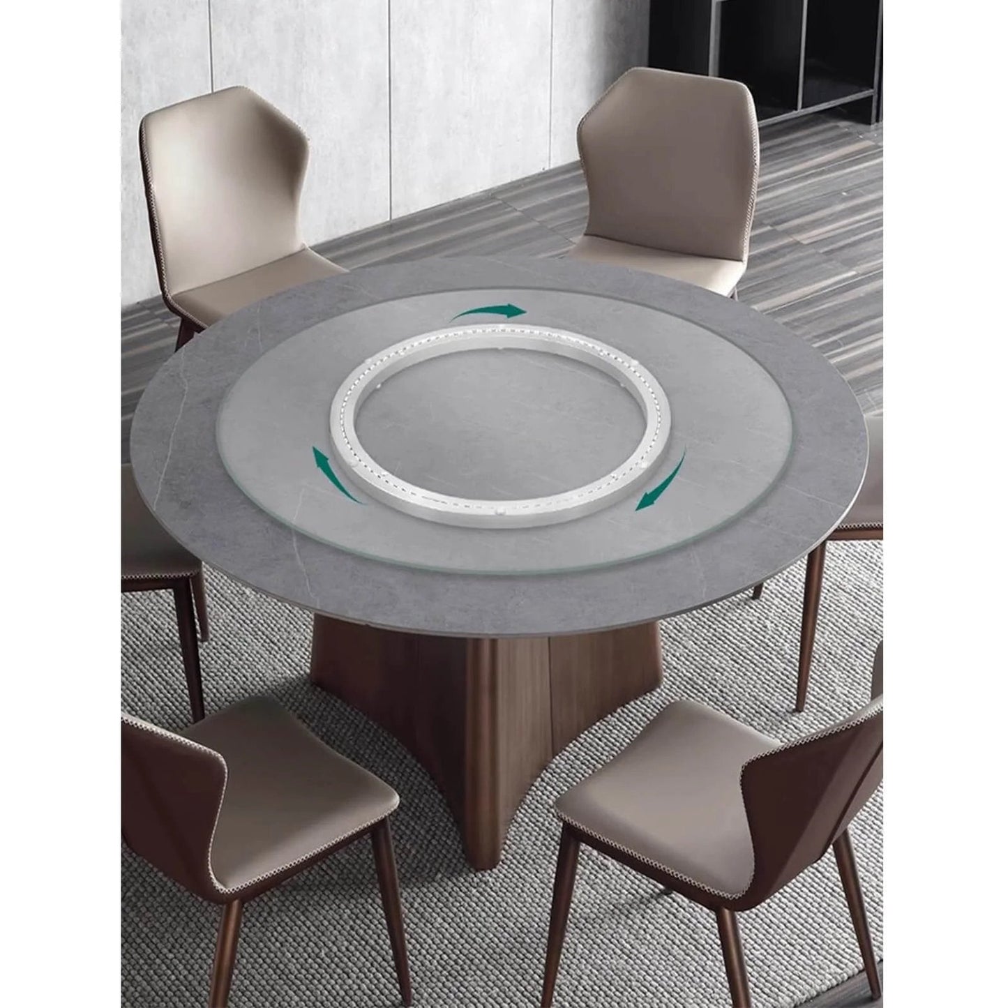 20 Inch Heavy Duty Lazy Susan Hardware Aluminum Bearing Metal Rotating Turntable Swivel Plate on dining table