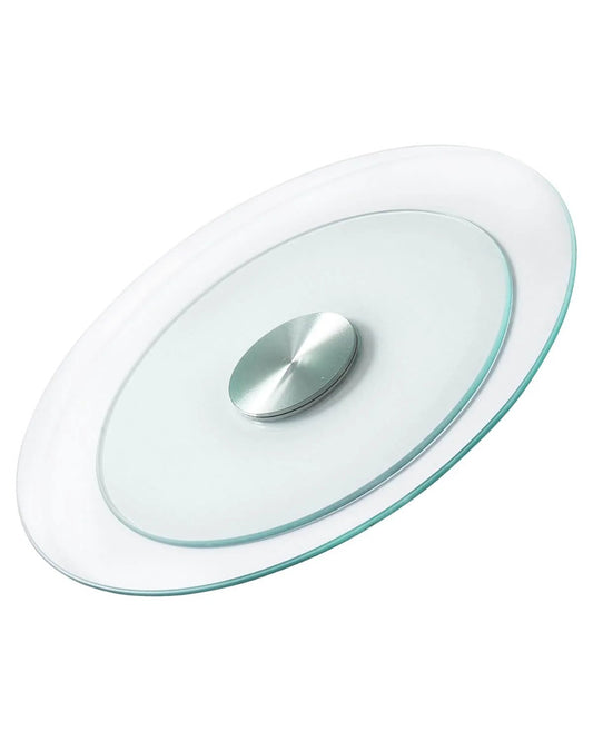 20 Inch Glass Lazy Susan Turntable, Round Clear Tempered Glass Rotating Tray with Smooth Silent 360 Rotation, Heavy Duty Centerpiece for Dining Tables, Family Gatherings, Banquets and Weddings