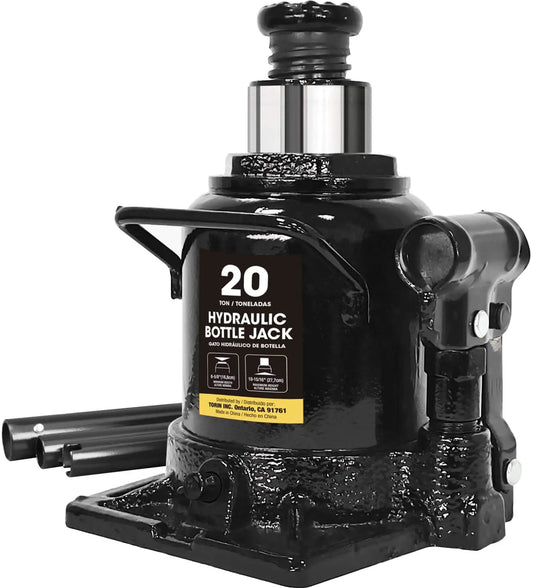 Heavy Duty 20 Ton Hydraulic Bottle Jack Low Profile Stubby Lift for Auto Repair and Home Garage Use 40,000 Lbs Capacity Wide