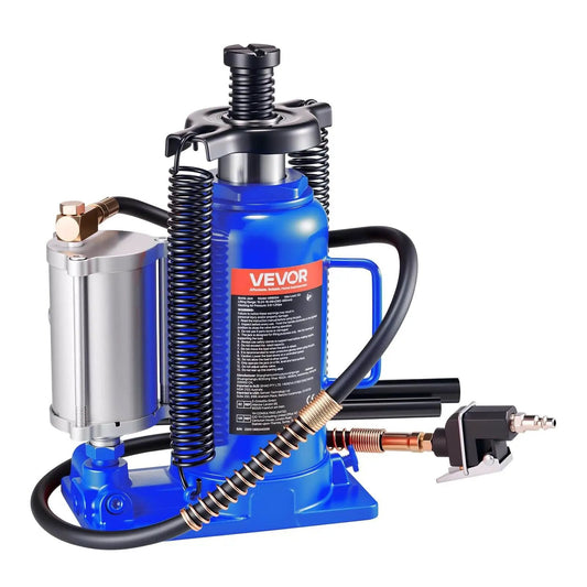 Heavy Duty 20 Ton Bottle Jack With Pneumatic Or Manual Lift For Cars SUVs Trucks And RVs, 10.2 To 19.5 Inch Lifting Range