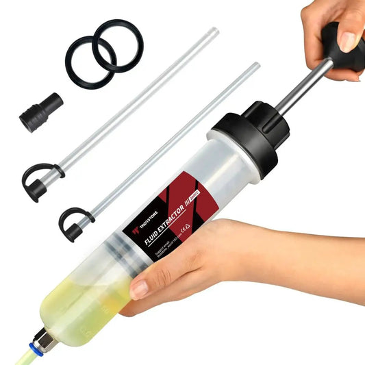 200cc Manual Fluid Extractor Pump For Automotive Oil Changes With Two PVC Suction Tubes reaching 40 cm and extension tubes