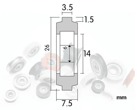 2020 Aluminum Extrusion Profile 6mm Bore 26mm POM Plastic Y Type Track sliding Wheel Bearing 6x26x7.5mm