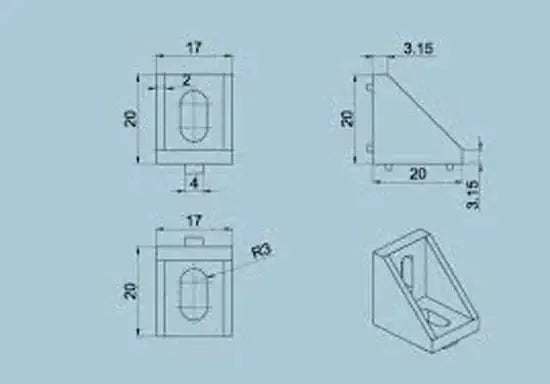 2020 Corner Bracket Aluminum for Extrusion Profile V-Slot