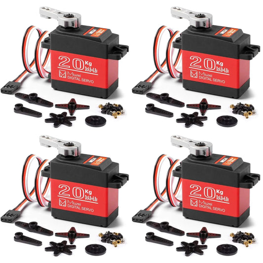 Four-pack of 20KG Servo Motor High Torque Digital Servo Metal Gear Waterproof for 1/8, 1/10 RC Model DIY Car Robot, DS3218, Control Angle 270 Degree