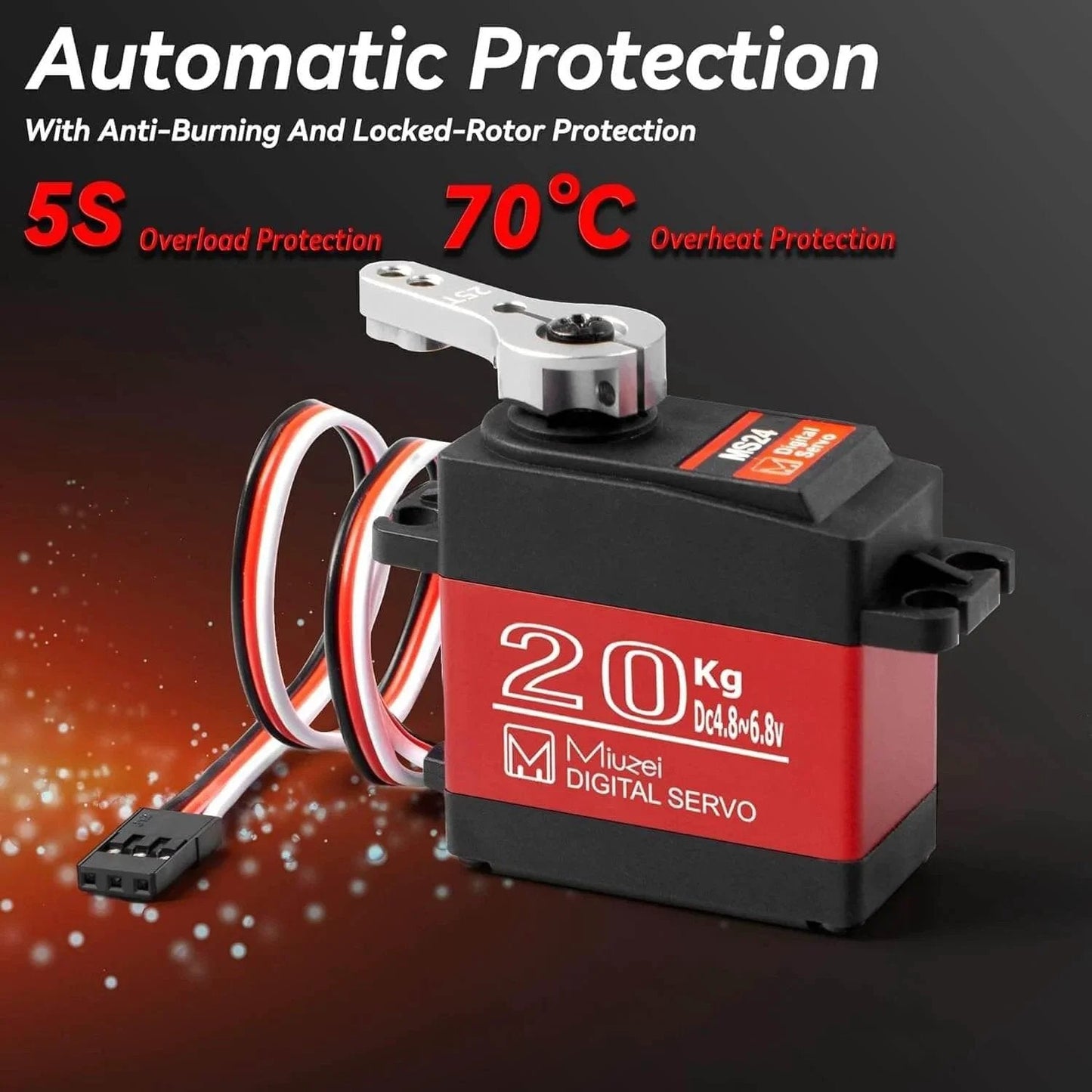 20KG Servo Motor High Torque Digital Servo Metal Gear Waterproof for 1/8, 1/10 RC Model DIY Car Robot, DS3218, Control Angle 270 Degree