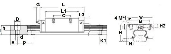 20mm 30 Rail Guideway System Square Slide Unit Linear Motion