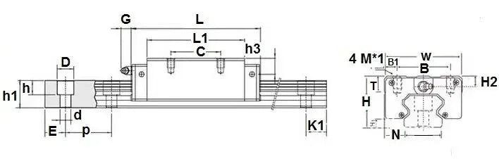 20mm 7' feet = 84"es Rail Guideway System - Square Slide Unit