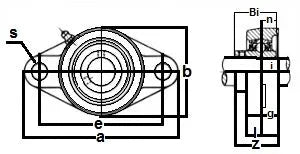 20mm Bearing UCFL204 Black Oxide Plated Insert + 2-Bolt Flanged Cast Housing Mounted Bearing