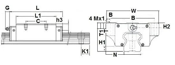 20mm Flanged Square Slide Unit Block Linear Motion