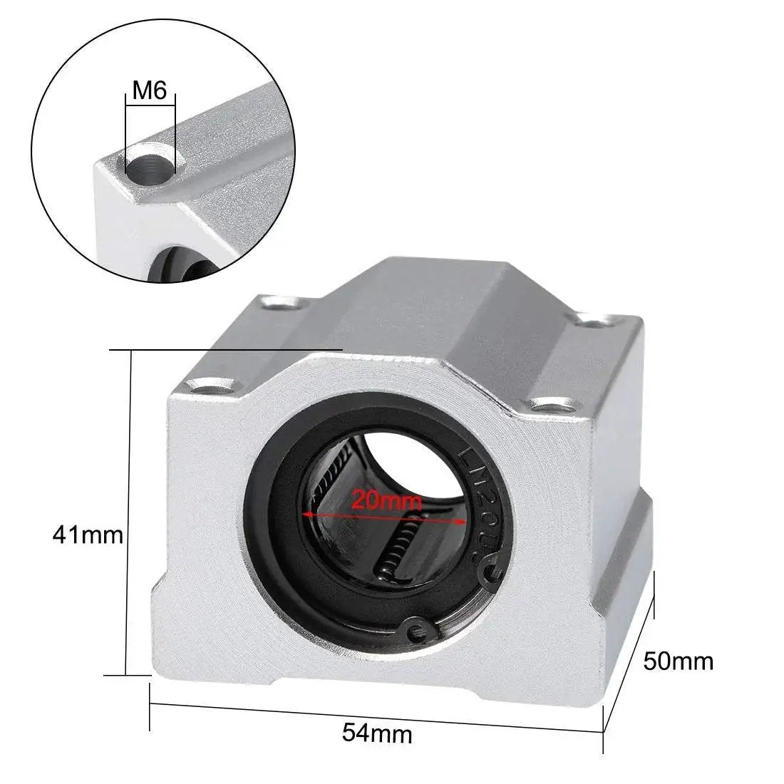 SCS20UU 20mm Linear Bearing Slide Block Set For CNC Machines And 3D Printers Aluminum Pillow Block dimensions diagram