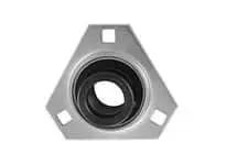 20mm Narrow Eccentric Collar Pressed Steel Flange Unit, Sealed Ball Bearing Housing, front view