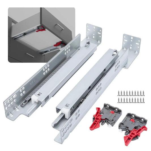 Undermount Soft Close Drawer Slides 21 Inch Full Extension Concealed Drawer Runners with Rear Mounting Bracket and Locking Devices