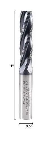 TiAlN Coated M42 8 Percent Cobalt Roughing End Mill 1/2 Inch Shank, 1/2 Inch Diameter, 2 Inch Flute Length, 4 Inch Overall Length