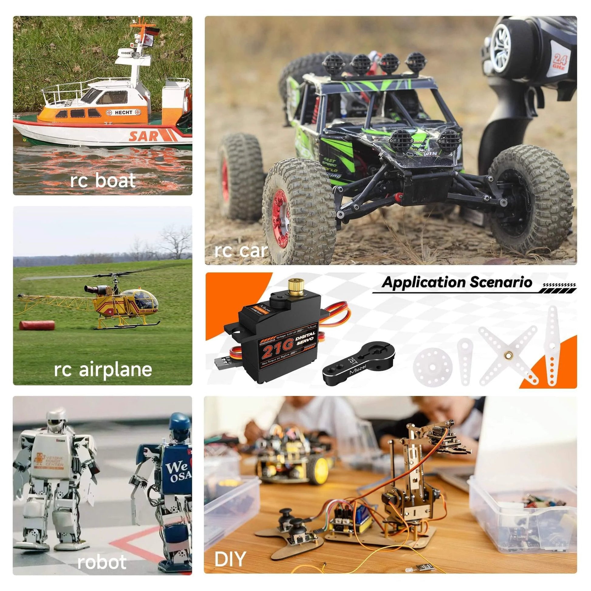 21G Micro Servo Motor Metal Geared Mini Digital Servo Kit with 25T Horn for 1/14 1/16 RC Car Robot Helicopte (1)