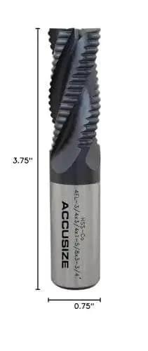 Beefy Roughing End Mill TiAlN Coated M42 Cobalt With Standard Tooth Four Flute Three Quarter Inch Diameter Model 1102-0034 By Accusize