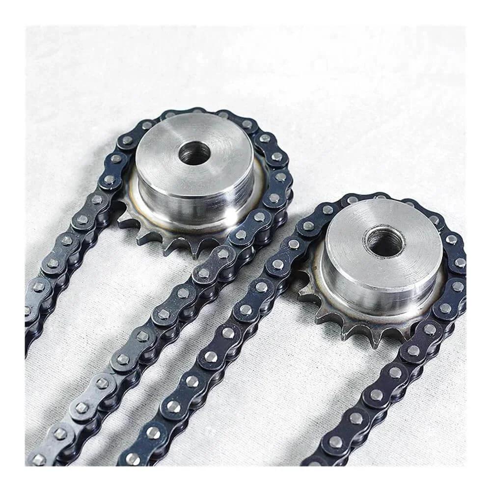 Close-up of 06B Industrial Motor Roller Conveyor Transmission Chain Sprocket Gear 22 Teeth Sprocket Carbon Steel