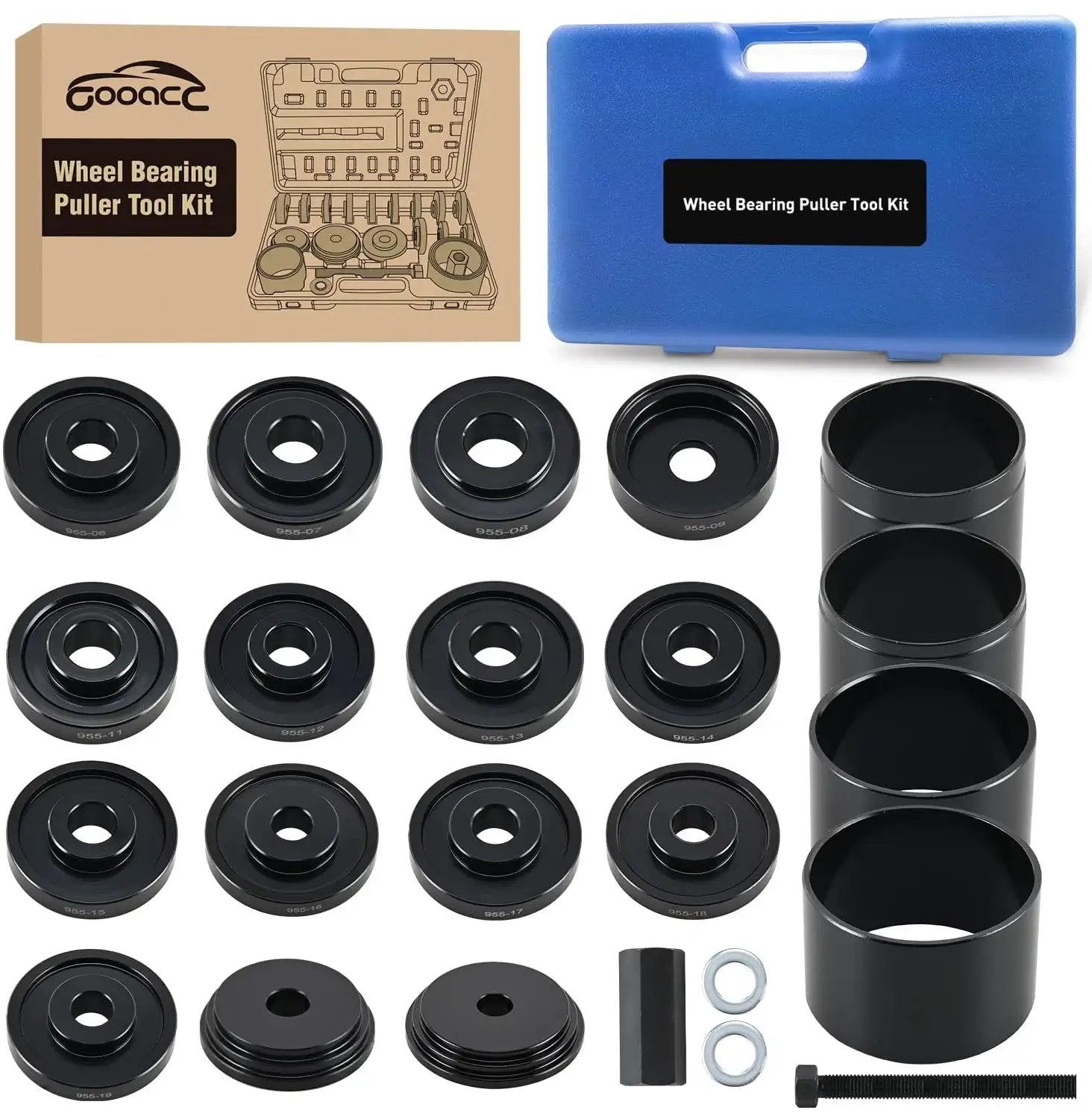 Wheel Bearing Removal Tool Kit 23 Piece Set For Front Wheel Drive Vehicles Universal Hub Bushing Press Sleeves Puller with case