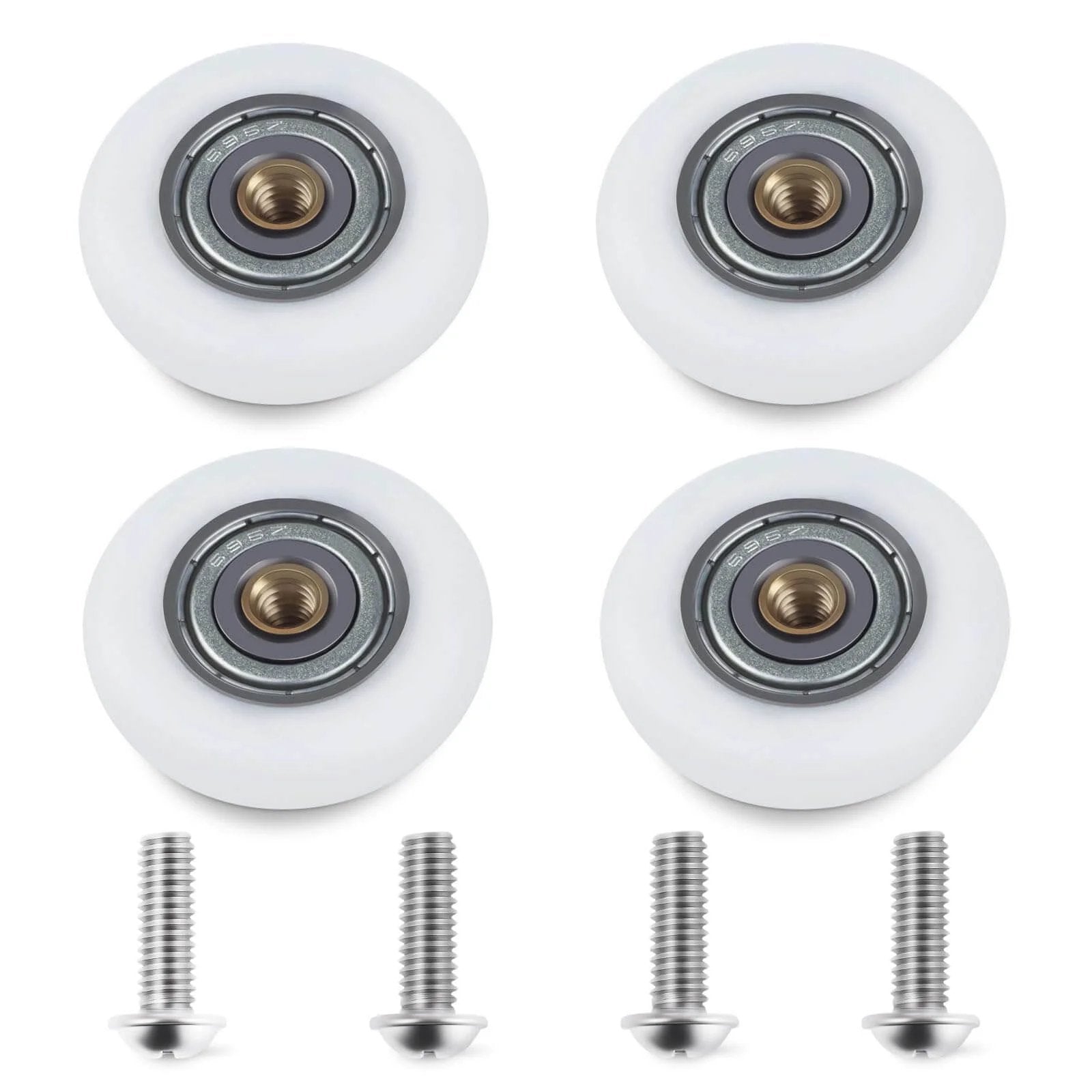 4-piece set of 23mm Shower Door Rollers Replacement with 304 stainless steel runners, heavy duty wheels for glass doors in humid environments.