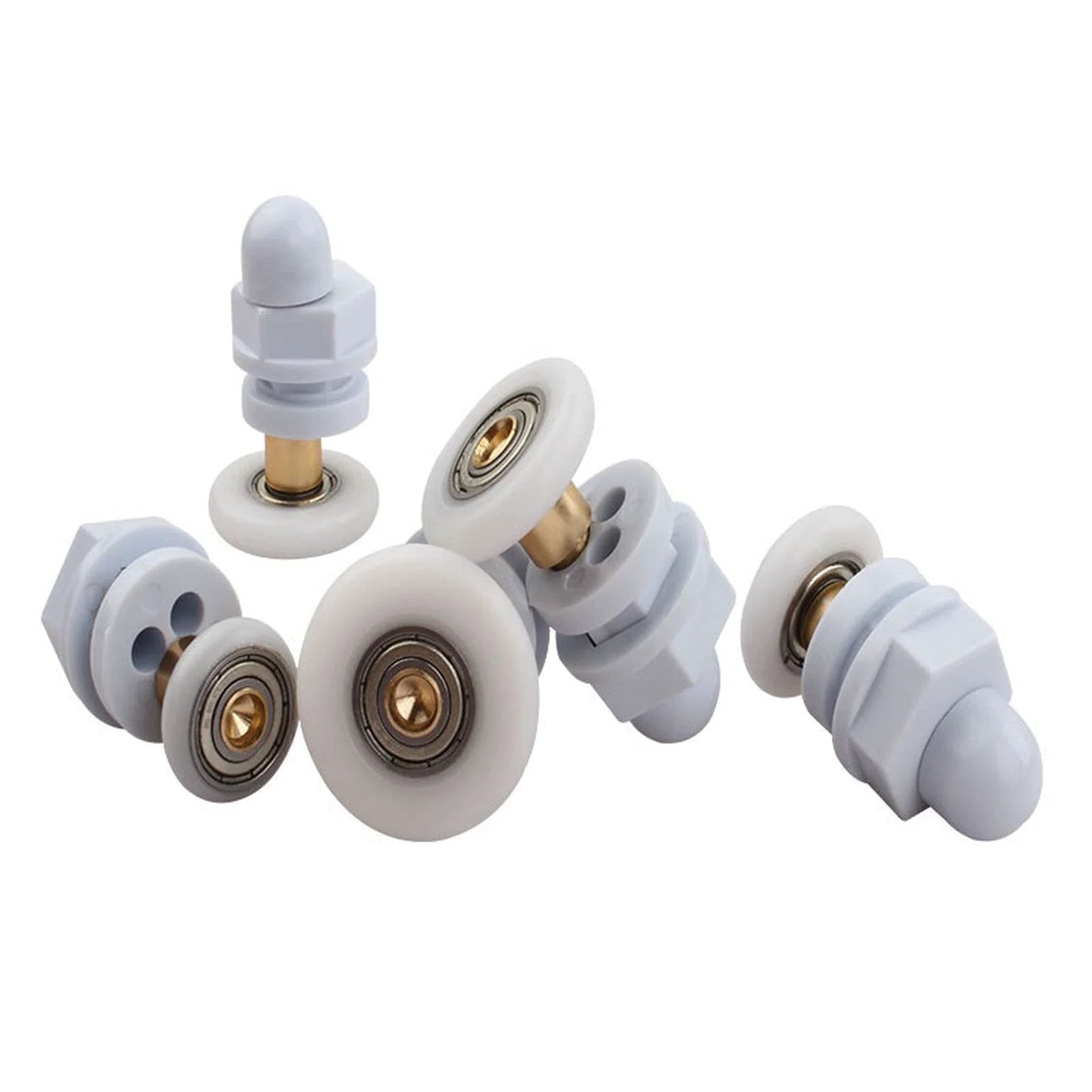 4PCS 23mm shower door rollers replacement with copper rod pulley, nylon runners, stainless steel, strong load bearing wheels