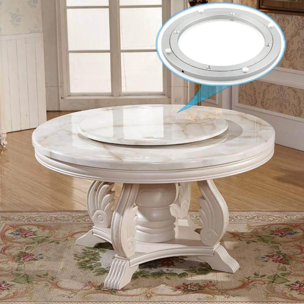 24 Inch Aluminum Heavy Duty Lazy Susan Rotating Turntable Bearing Swivel Plate on a round marble dining table