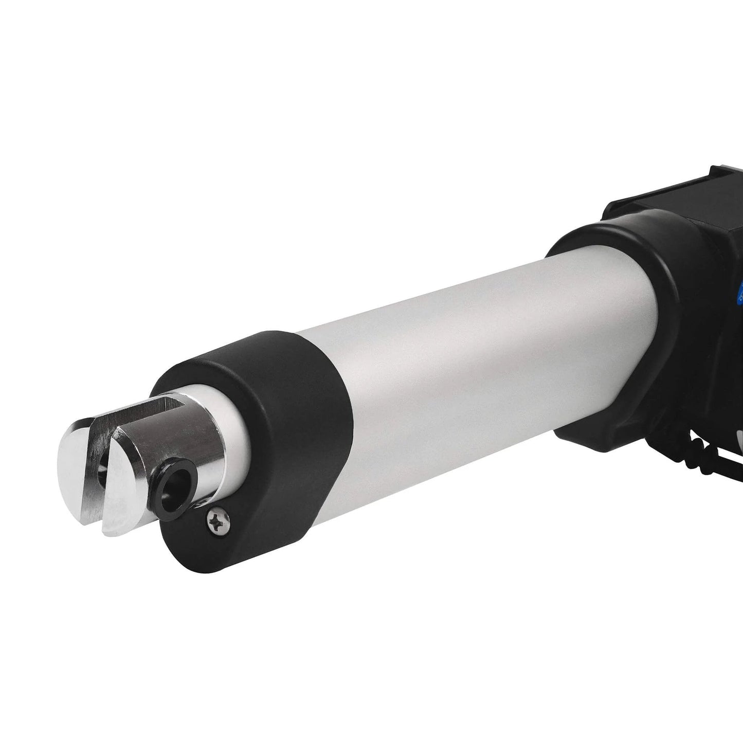Close-up of 24 Inch Stroke Electric Linear Actuator, 100 lbs Force, IP66 Water Resistance - High Load Linear Actuator for Automation, Manufacturing, Automotive.