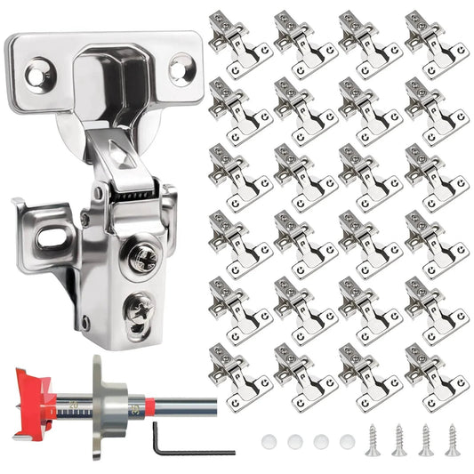 24 Pack Half Inch Overlay Soft Close Cabinet Hinges For Kitchen Cabinets Stainless Steel Concealed Hidden Hinges Self Closing