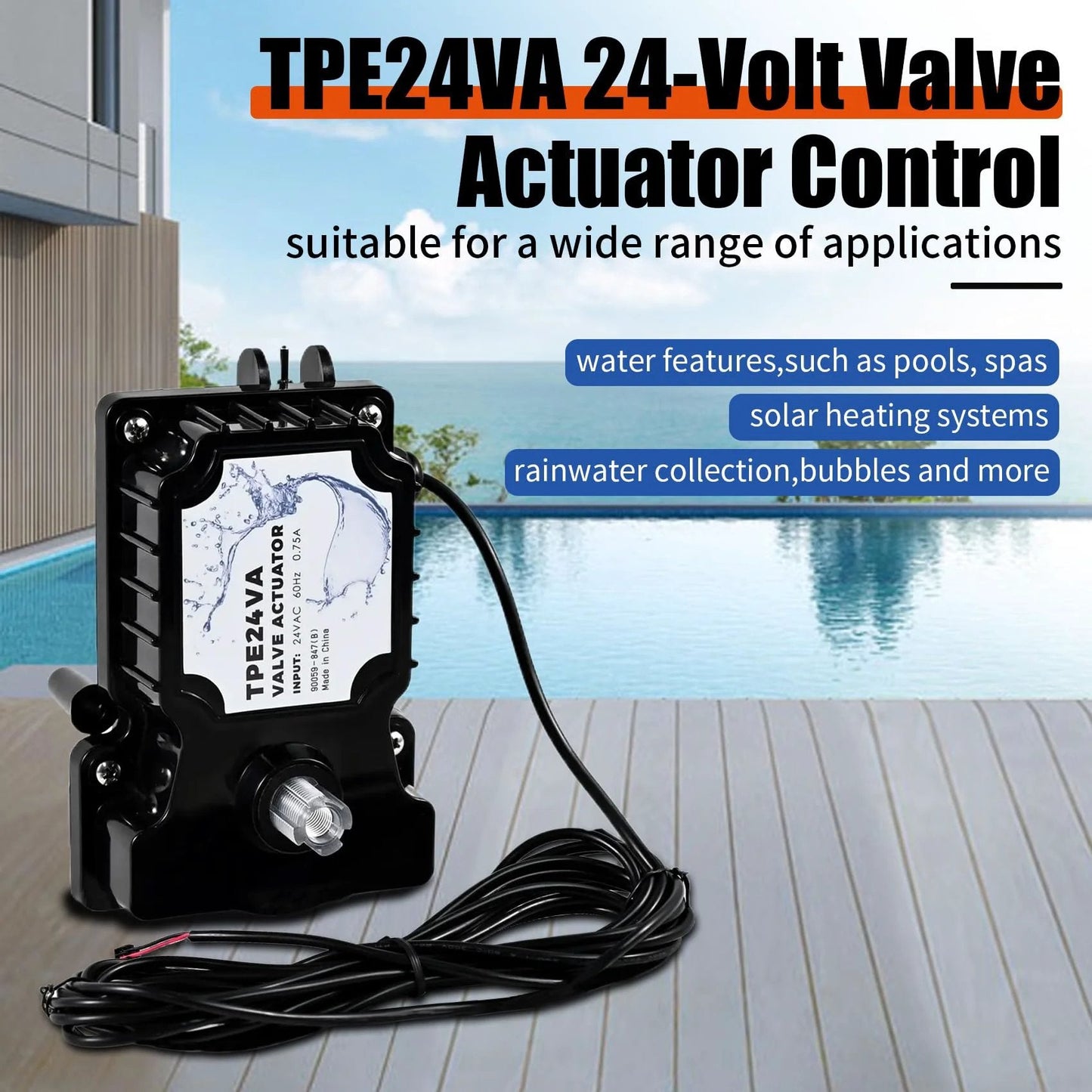 24-Volt Pool Valve Actuator TPE24VA Replacement compatible with all 24VAC control systems for pools and spas.