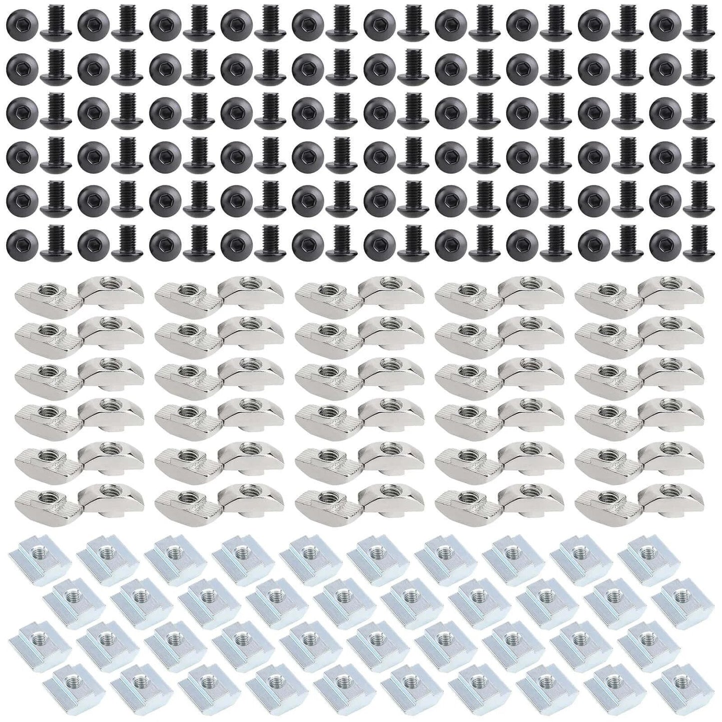 240 pcs M5 T nut and screw kit for 2020 aluminum extrusion systems, M5 hardware set designed for 6mm T slot profiles with screws and wrench included