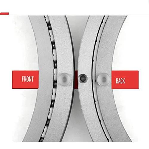 Close-up of 24 Inch Aluminum Heavy Duty Lazy Susan Turntable Bearing with Thick Swivel Plate for Dining Tables featuring front and back view.