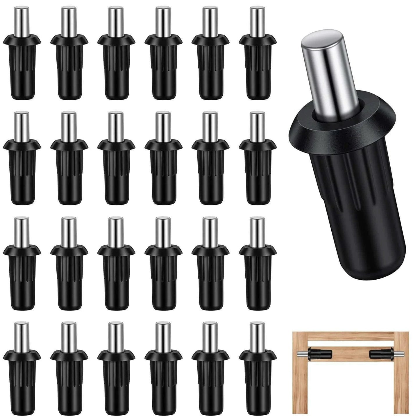 24pcs Cabinet Door Repair Pins, Spring Loaded Pin, Telescopic Spring Pins, for Connecting Small Furniture Door Panels and Blinds, Black.